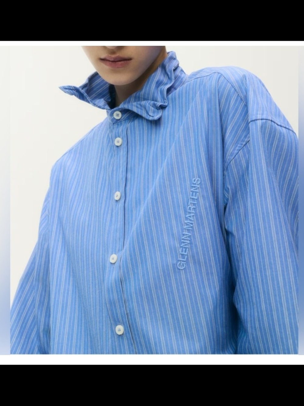 Glenn Martens x H&M Blue Striped Button-Up Wired Shirt Size S